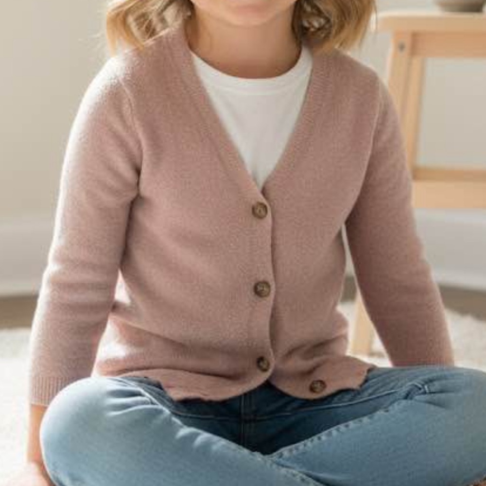 H&M Blush Pink Girls‎ Cardigan Button Down Long Sleeve Sweater 6-8Y